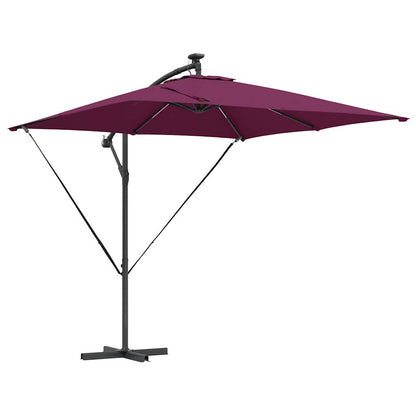 Umbrella with LED Strip Lights Bordeaux Red 249 x 249 x 250 cm