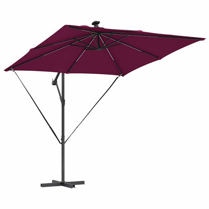 Umbrella with LED Strip Lights Bordeaux Red 249 x 249 x 250 cm