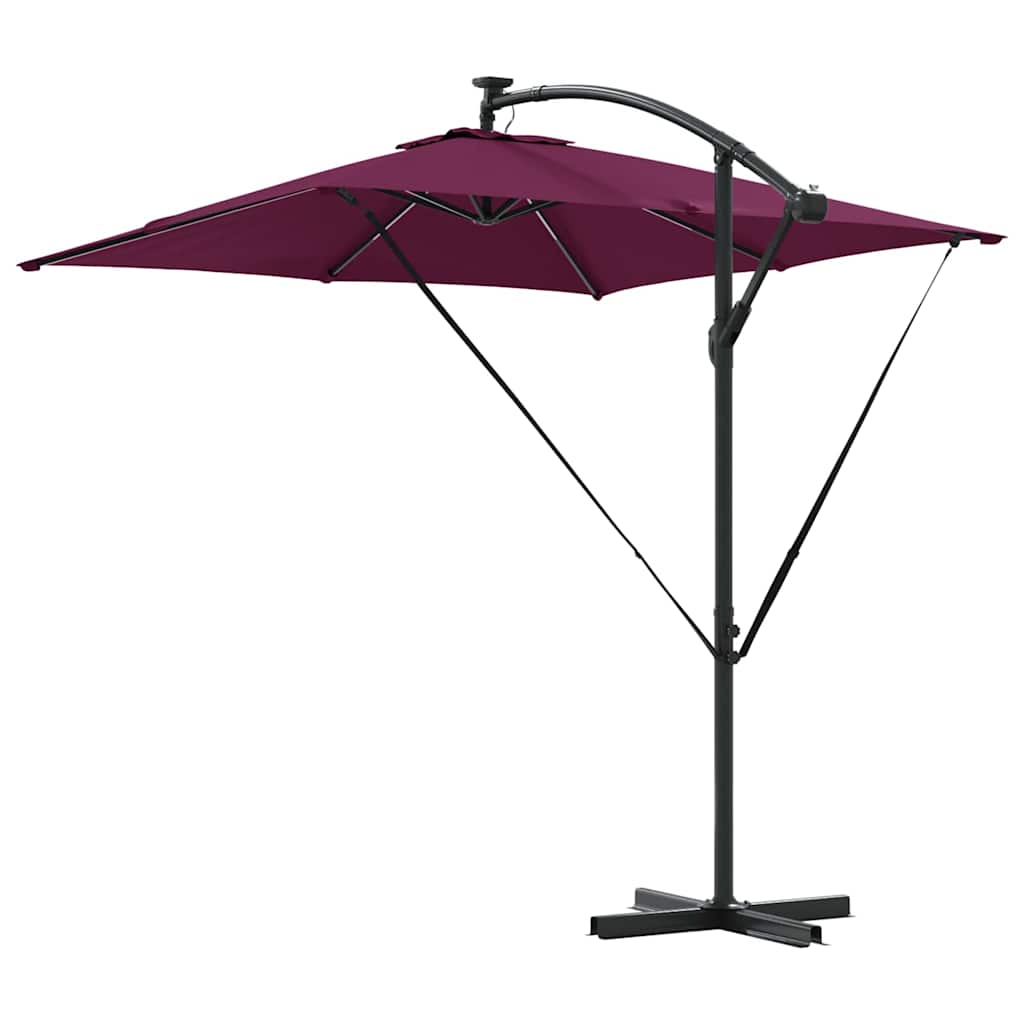 Umbrella with LED Strip Lights Bordeaux Red 249 x 249 x 250 cm