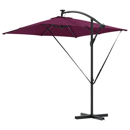 Umbrella with LED Strip Lights Bordeaux Red 249 x 249 x 250 cm