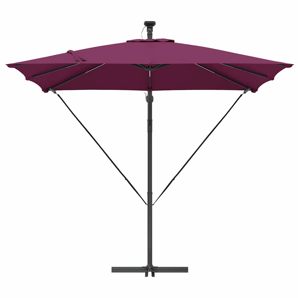 Umbrella with LED Strip Lights Bordeaux Red 249 x 249 x 250 cm