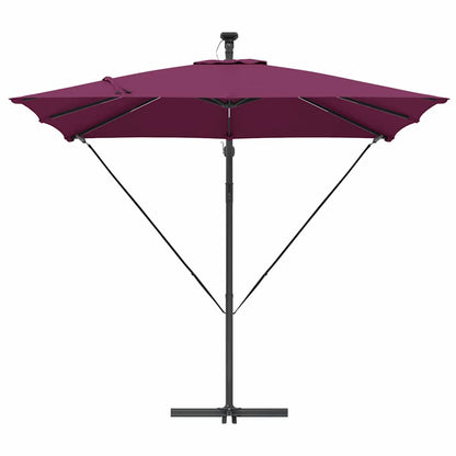 Umbrella with LED Strip Lights Bordeaux Red 249 x 249 x 250 cm