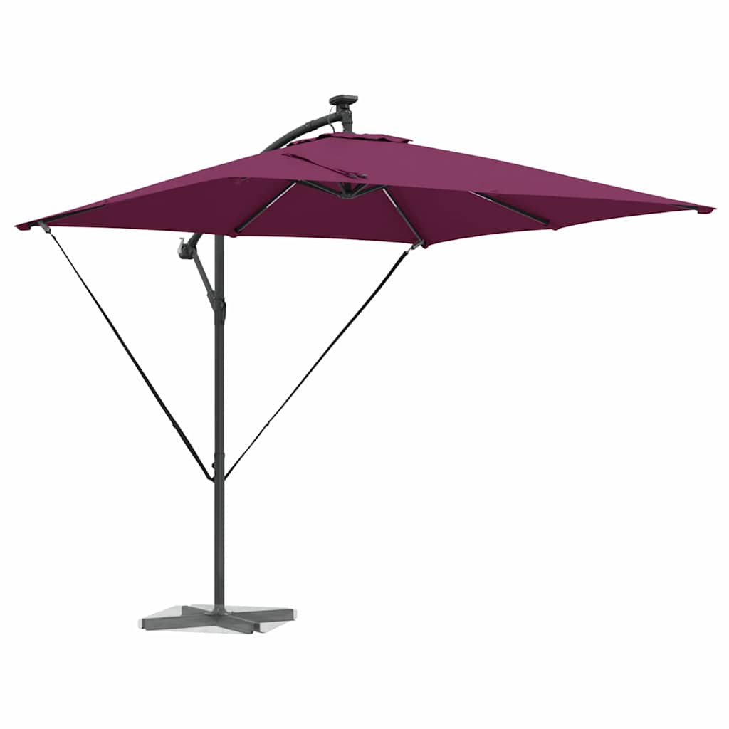 Umbrella with LED Strip Lights Bordeaux Red 249 x 249 x 250 cm