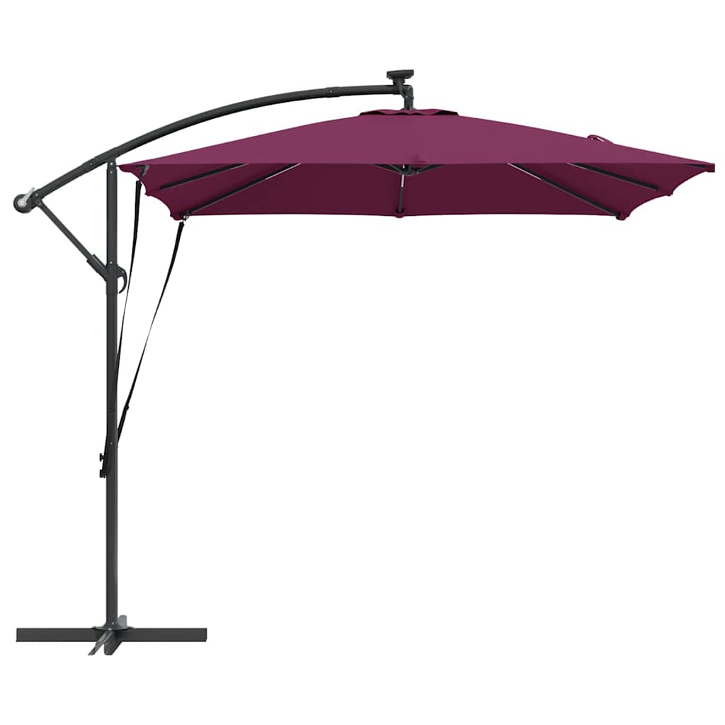 Umbrella with LED Strip Lights Bordeaux Red 249 x 249 x 250 cm