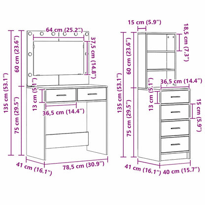 Dressing Table Grey 78.5 x 41 x 135 cm Engineered wood