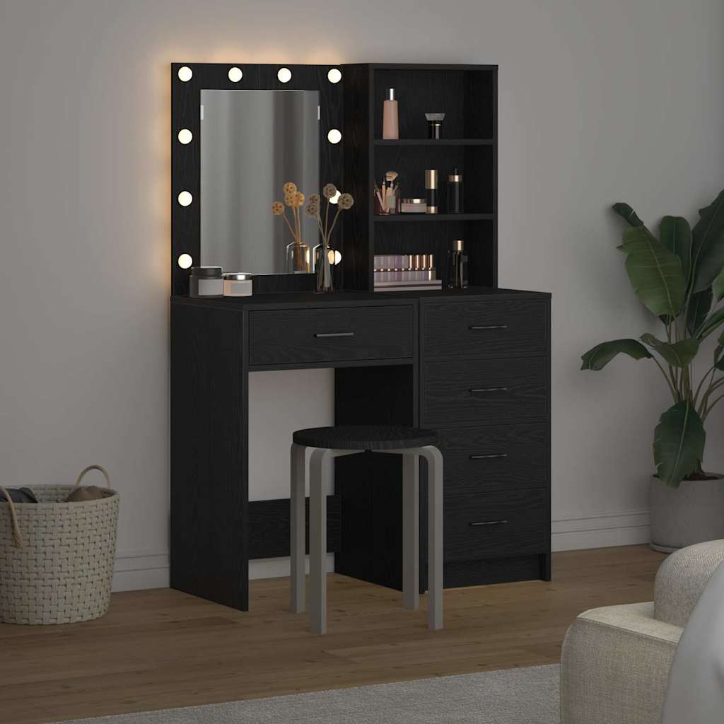 Dressing Table 2 pcs Black 50 x 41 x 135 cm Engineered wood
