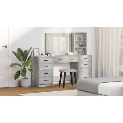 Dressing Table with Drawer 3 pcs Concrete Grey Engineered Wood