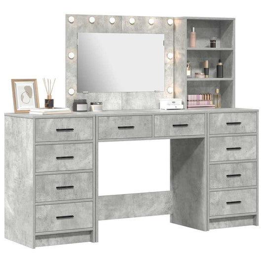 Dressing Table with Drawer 3 pcs Concrete Grey Engineered Wood