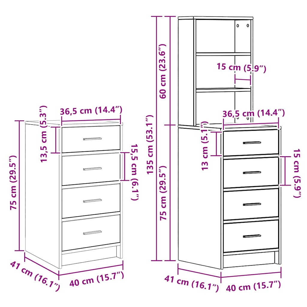 Dressing Table with Drawer 3 pcs Concrete Grey Engineered Wood