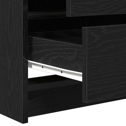 Dressing Table with Mirror Lights 3 pcs Black Engineered wood