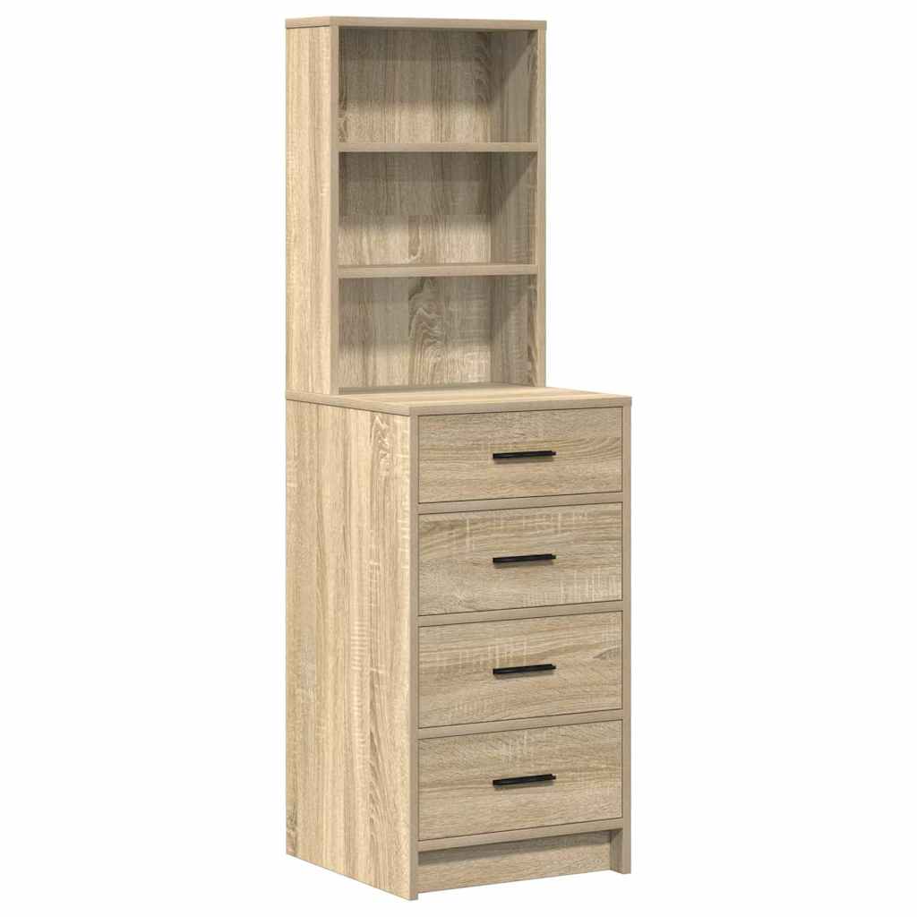 Dressing Table with Mirror Lights 3 pcs Brown Engineered wood