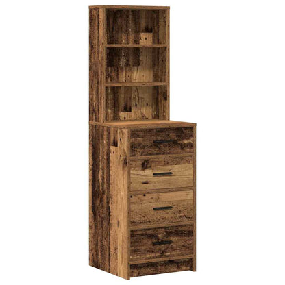 Dressing Table with Mirror Lights 3 pcs Brown Engineered wood