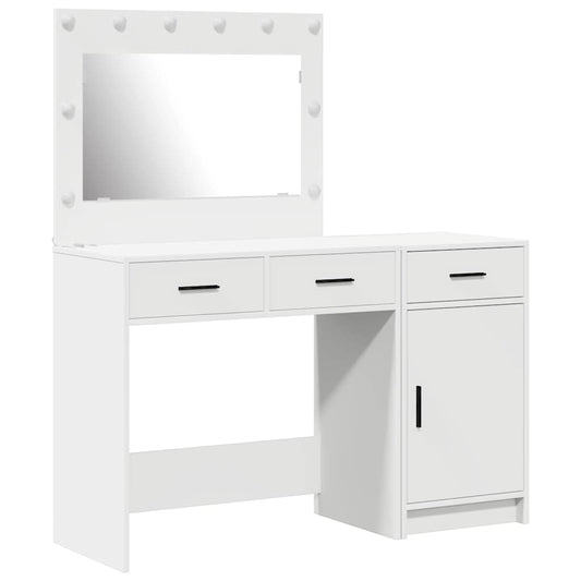 Dressing Table with Mirror Lights 2 pcs White Engineered wood