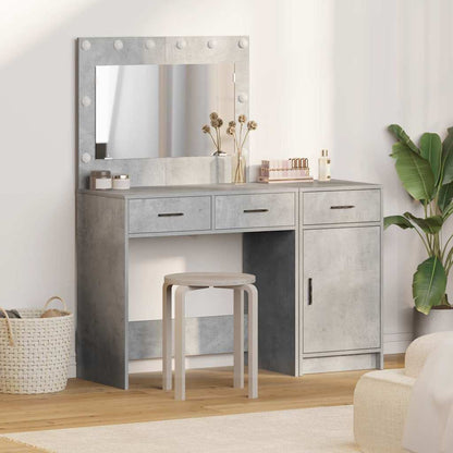Dressing Table with Mirror Lights 2 pcs Grey Engineered wood