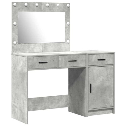 Dressing Table with Mirror Lights 2 pcs Grey Engineered wood