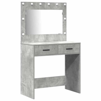 Dressing Table with Mirror Lights 2 pcs Grey Engineered wood