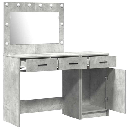 Dressing Table with Mirror Lights 2 pcs Grey Engineered wood
