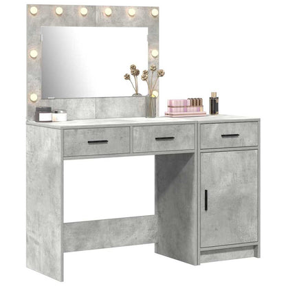 Dressing Table with Mirror Lights 2 pcs Grey Engineered wood