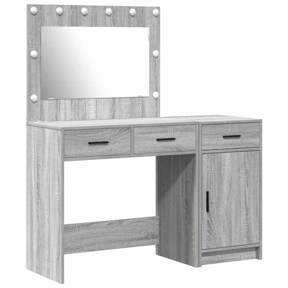 Dressing Table with Mirror Lights 2 pcs Grey Engineered wood