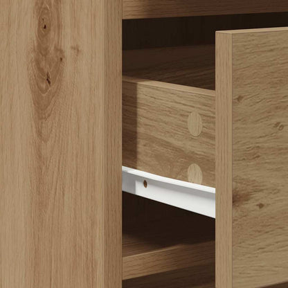 Dressing Table with Mirror Lights 2 pcs Brown Engineered wood