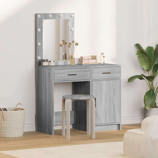 Dressing Table 2 pcs Grey 50 x 41 x 135 cm Engineered wood