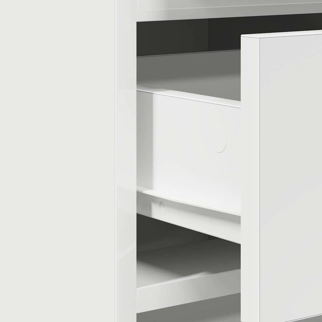Dressing Table with Mirror Lights 3 pcs White Engineered Wood