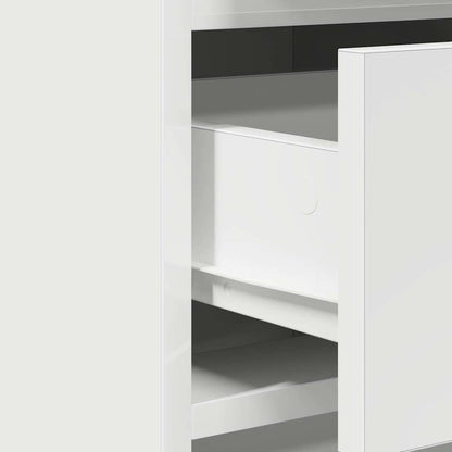 Dressing Table with Mirror Lights 3 pcs White Engineered Wood