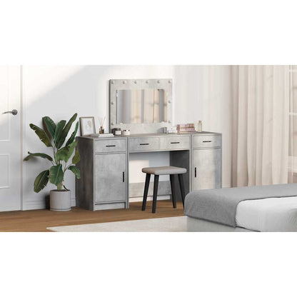 Dressing Table with Mirror Lights 3 pcs Grey Engineered Wood