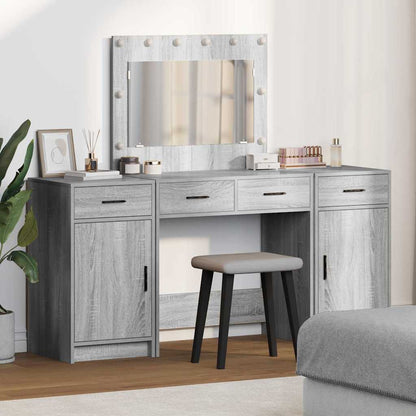 Dressing Table with Mirror Lights 3 pcs Grey Engineered Wood