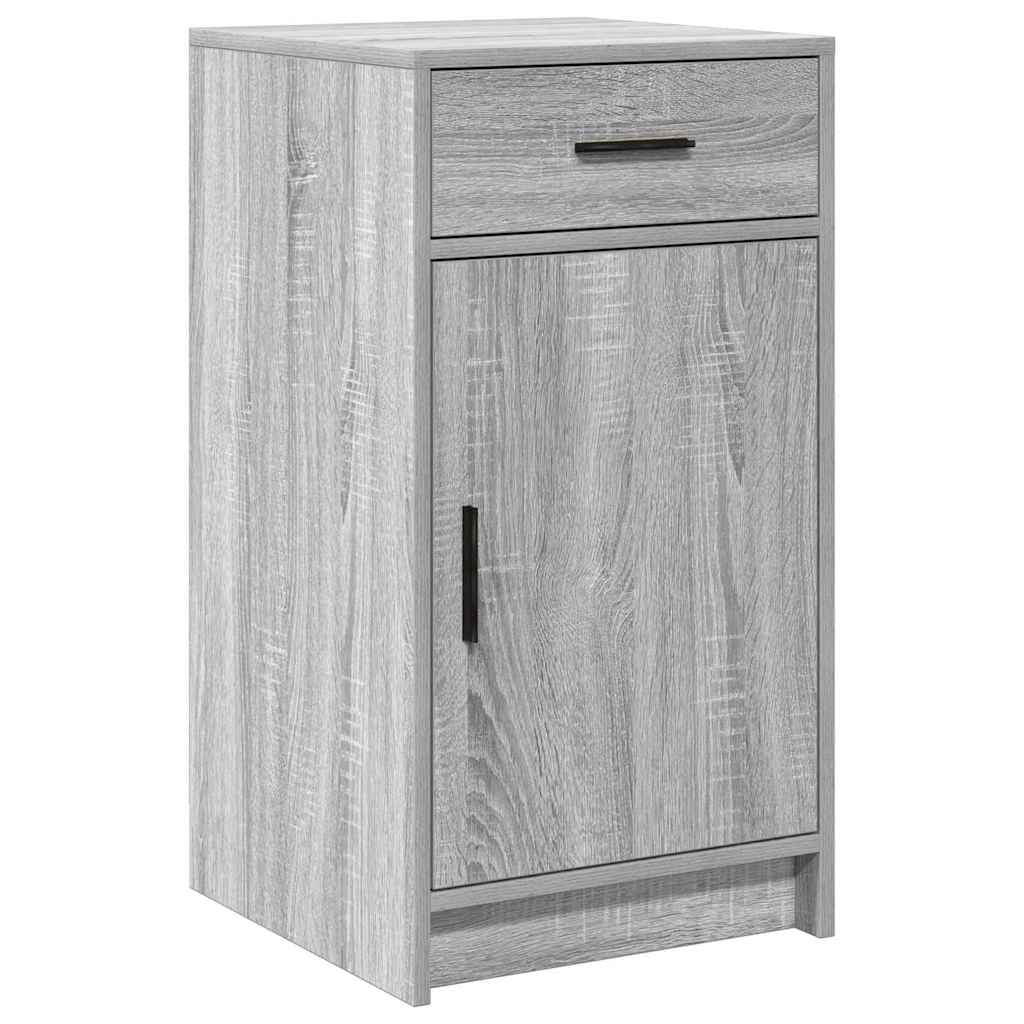 Dressing Table with Mirror Lights 3 pcs Grey Engineered Wood