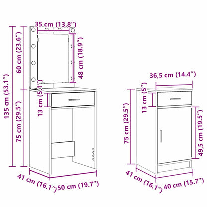 Dressing Table with Door Grey 50 x 41 x 135 cm Engineered Wood