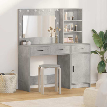 Dressing Table with Mirror Lights 2 pcs Grey Engineered Wood
