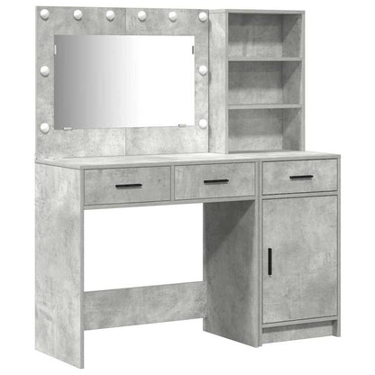 Dressing Table with Mirror Lights 2 pcs Grey Engineered Wood