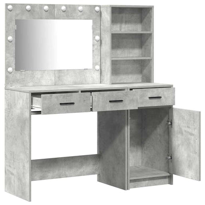 Dressing Table with Mirror Lights 2 pcs Grey Engineered Wood