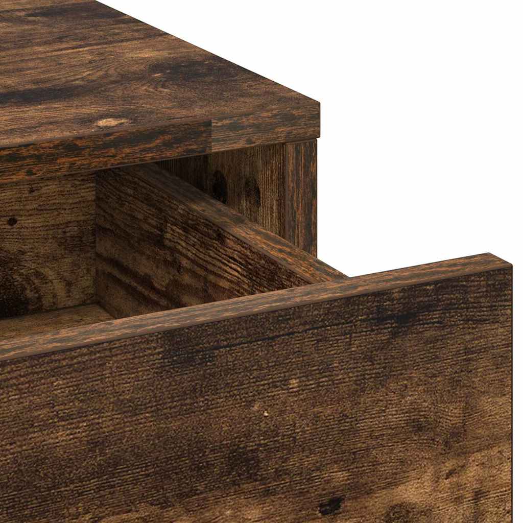 Dressing Table with Mirror Lights 2 pcs Brown Engineered Wood