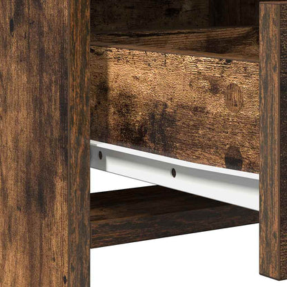 Dressing Table with Mirror Lights 2 pcs Brown Engineered Wood