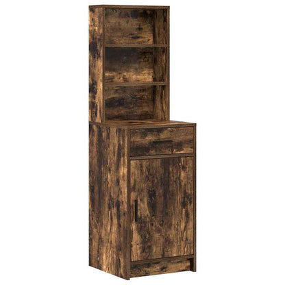 Dressing Table with Mirror Lights 2 pcs Brown Engineered Wood