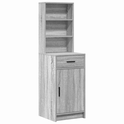 Dressing Table with Mirror Lights 2 pcs Grey Engineered Wood