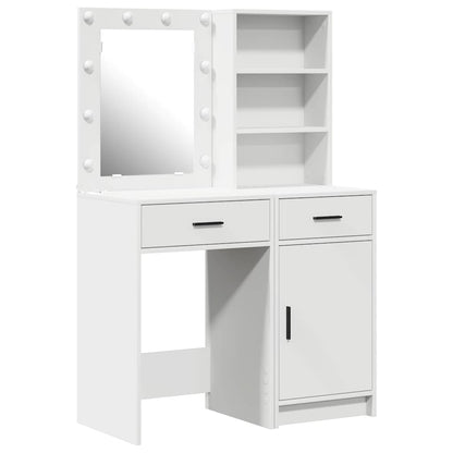 Dressing Table Set with Drawer 2 pcs White Engineered Wood