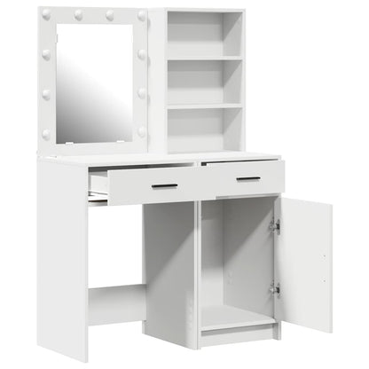 Dressing Table Set with Drawer 2 pcs White Engineered Wood