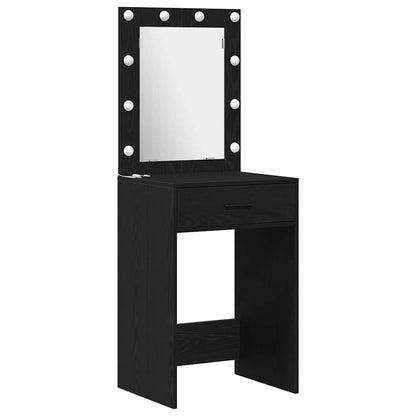 Dressing Table Set with Drawer 2 pcs Black Oak Engineered Wood