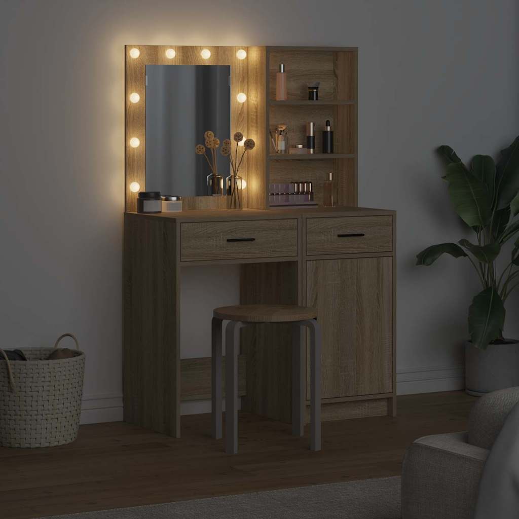 Dressing Table Set with Drawer 2 pcs Sonoma Oak Engineered Wood