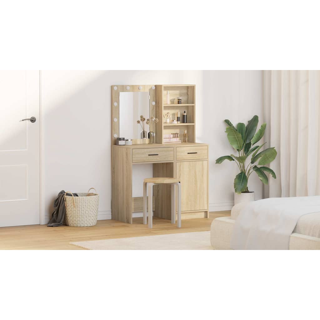 Dressing Table Set with Drawer 2 pcs Sonoma Oak Engineered Wood