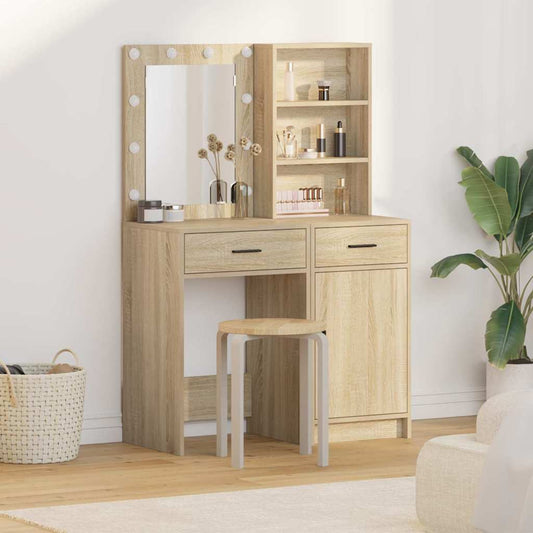 Dressing Table Set with Drawer 2 pcs Sonoma Oak Engineered Wood