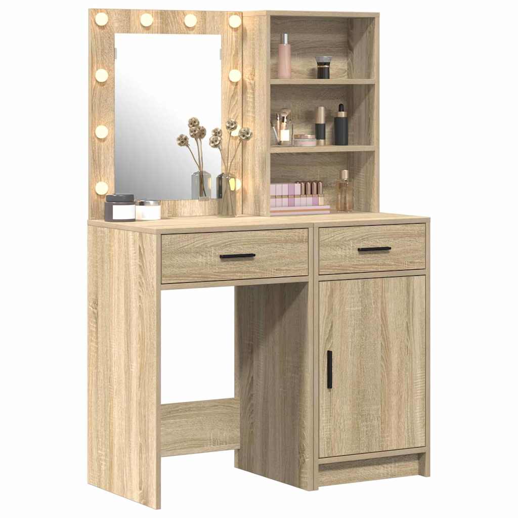 Dressing Table Set with Drawer 2 pcs Sonoma Oak Engineered Wood