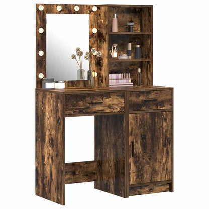 Dressing Table Set with Drawer 2 pcs Smoked Oak Engineered Wood