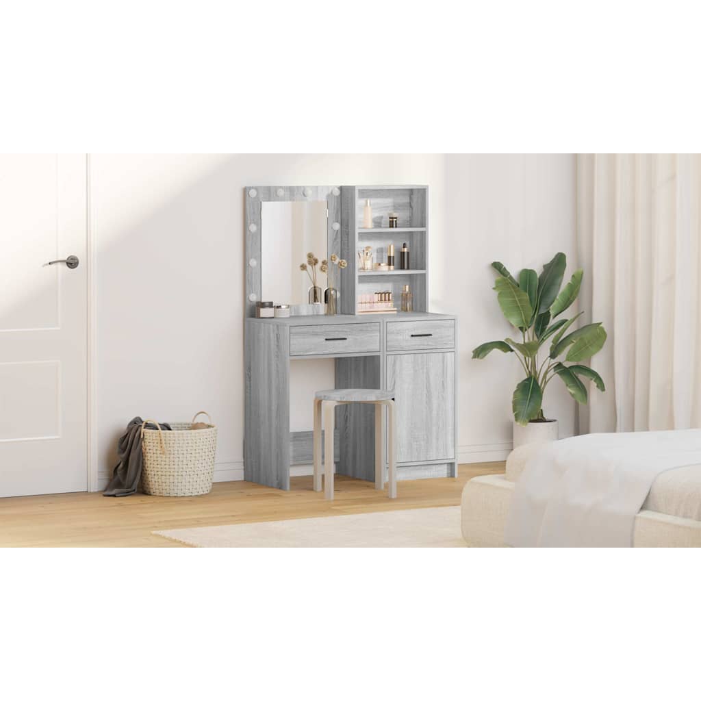 Dressing Table Set with Shelf 2 pcs Grey Sonoma Engineered Wood