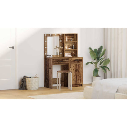 Dressing Table Set with Drawer 2 pcs Old Wood Engineered Wood