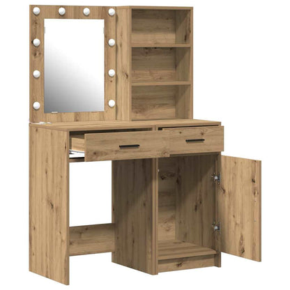 Dressing Table Set with Shelf 2 pcs Artisan Oak Engineered Wood