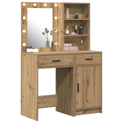 Dressing Table Set with Shelf 2 pcs Artisan Oak Engineered Wood